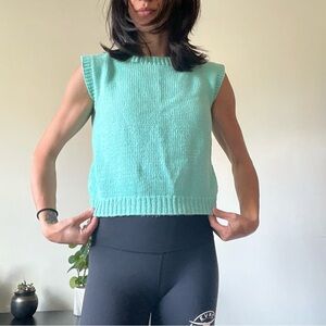 Vintage Sleeveless Mint Green Knit Top Vest